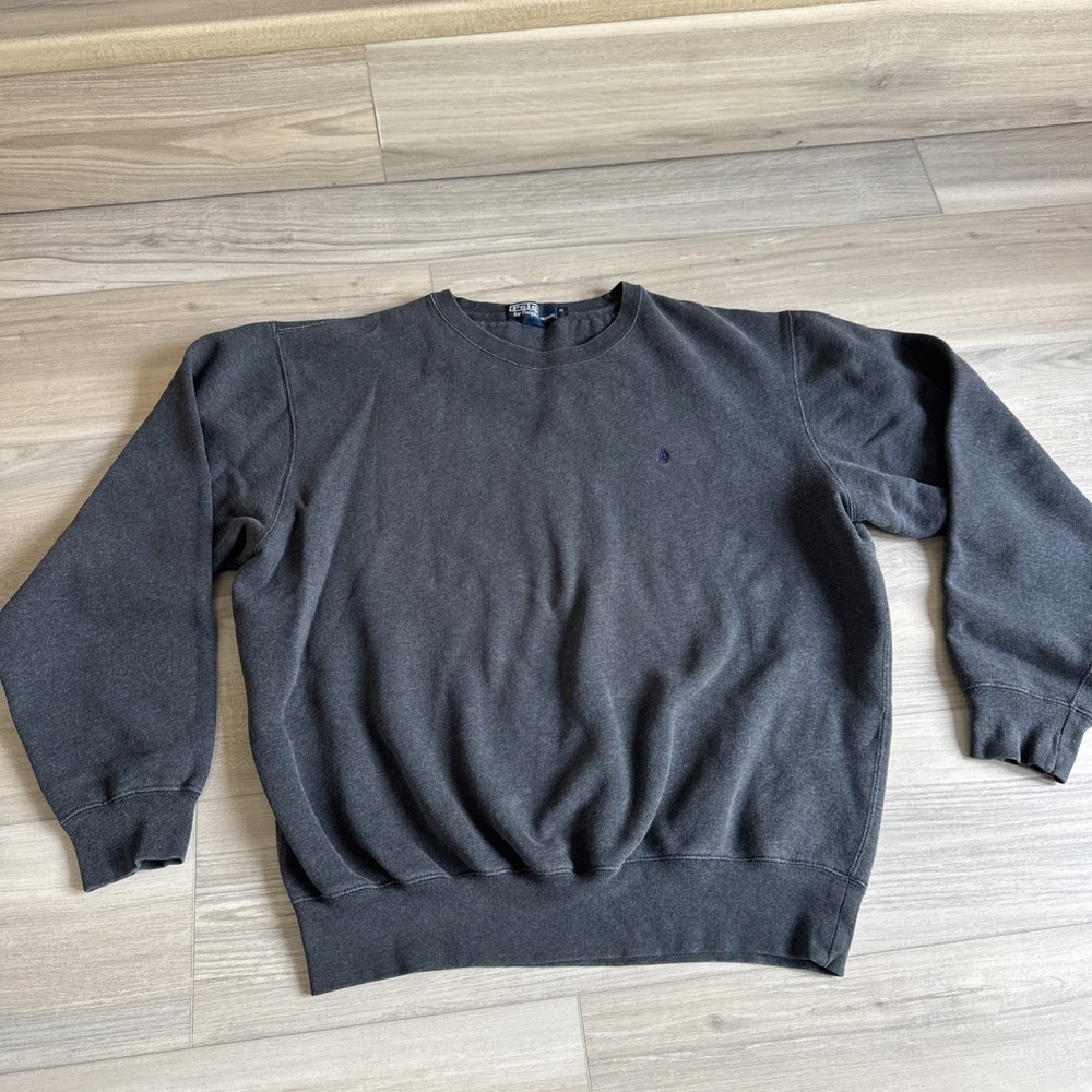 Vintage Polo Ralph Lauren Crewneck Sweatshirt Charcoal‎ Gray Grey Mens Size Med